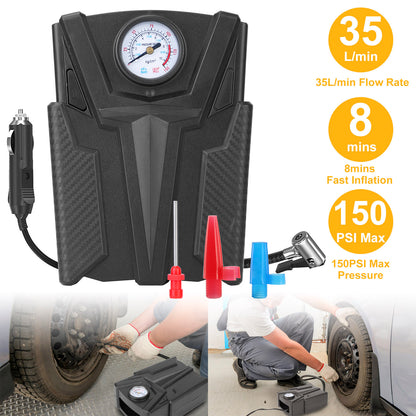 Portable Car Tire Air Compressor with Pointer Gauge 12V DC