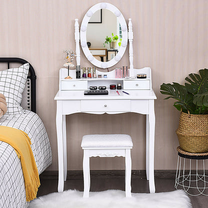 Makeup Vanity Set with LED Lighted Mirror and 3 Drawers