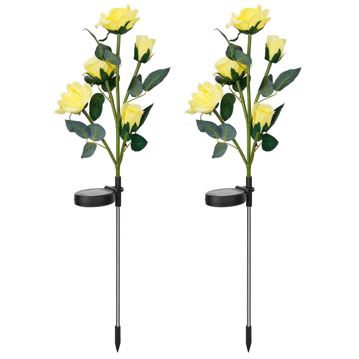 Solar Rose Flower Stake Lights - 2 Pack Outdoor Garden Decor