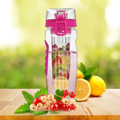 Fruit Infuser Water Bottle 32oz with Flip Top Lid