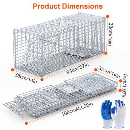 Live Animal Trap Cage 37x14x15in Humane Catch & Release