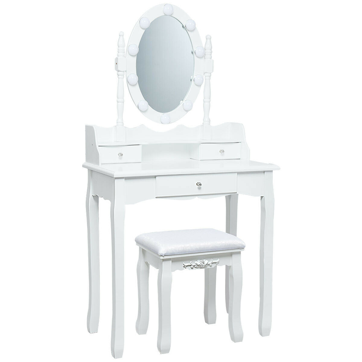 Makeup Vanity Set with LED Lighted Mirror and 3 Drawers