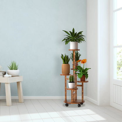 5 Tier Rolling Plant Stand with Wheels for Indoor Outdoor Use