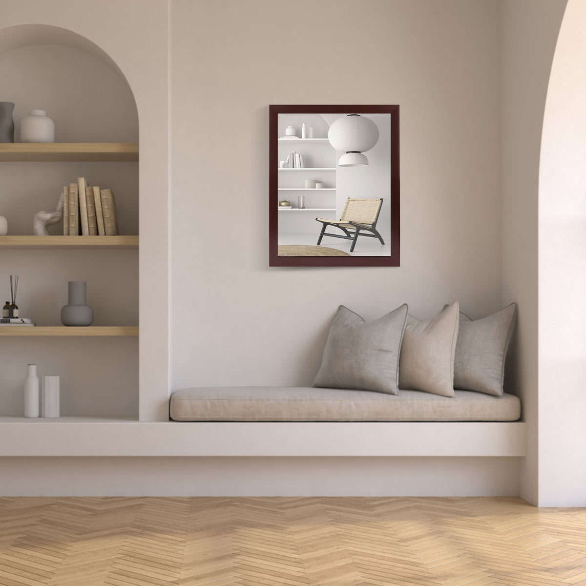 Wooden Frame Modern Wall Mirror