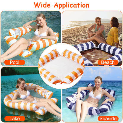 Inflatable Pool Float Set - 2 Hammocks & Drink Holder