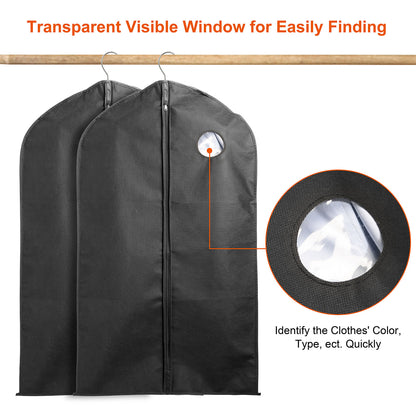 Garment Bags 39" with Zipper - 5 Pack Breathable Suit Covers