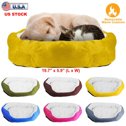 Soft Fleece Dog Bed with Reversible Cushion for Small Pets