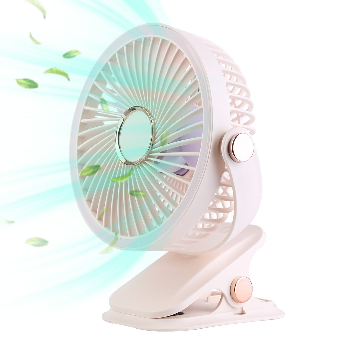 Clip-On Fan with 5 Speeds, LED Light & 720° Rotation