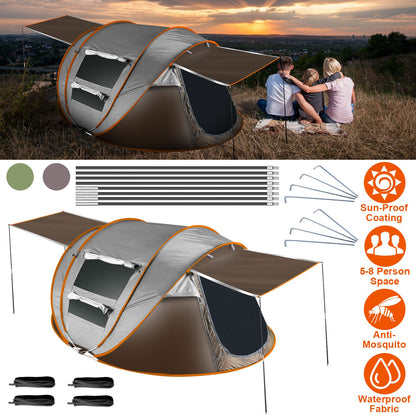 Pop Up Tent 5-8 Person Instant Setup Waterproof Camping Tent