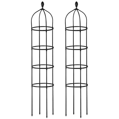2 Packs Garden Obelisk Trellis 5.9FT Plants Tower for Climbing Plants Flower Vegetable Vine Support Rustproof Garden Plant Trellis Black