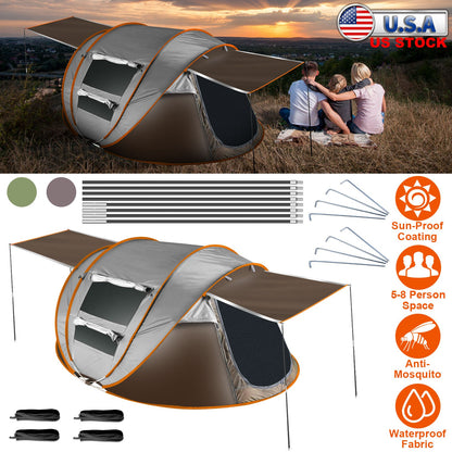 Pop Up Tent 5-8 Person Instant Setup Waterproof Camping Tent