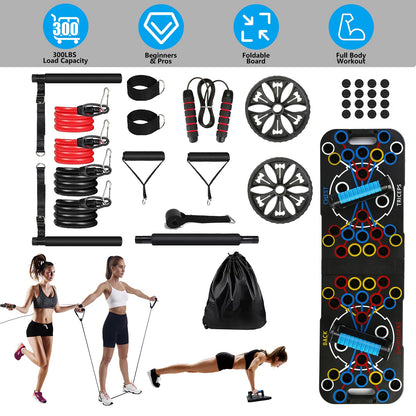 Push Up Board Home Gym Set with 15 Fitness Accessories