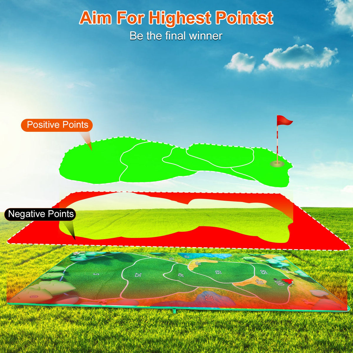 Golf Chipping Game Set with 20 Sticky Balls and Target Mat