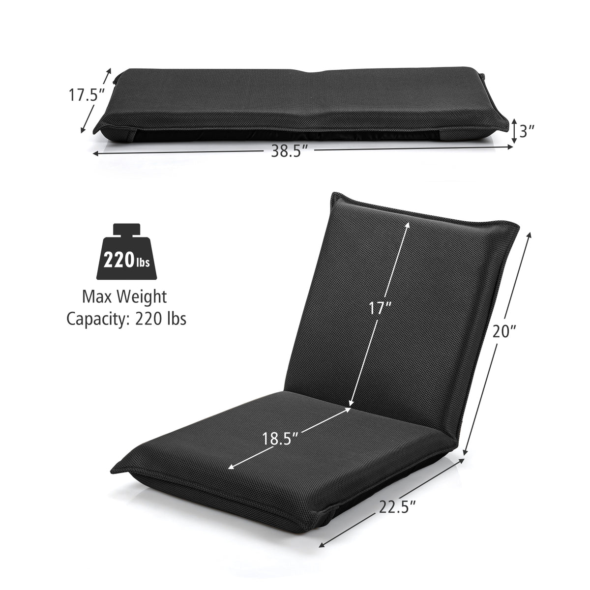 Adjustable Floor Chair with 6 Reclining Positions
