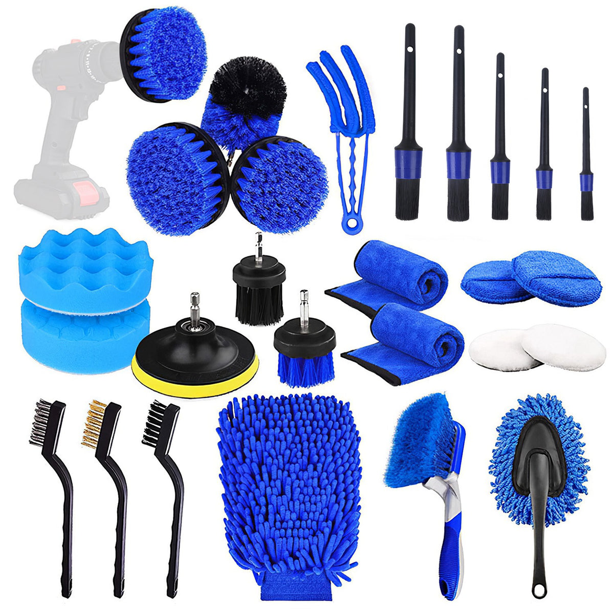 Car Detailing Brush Kit - 26 Piece Complete Cleaning Set