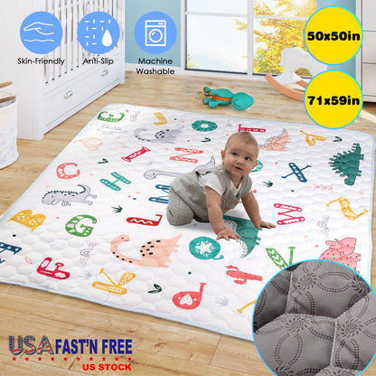 Baby Play Mat 50x50IN Non-Slip Foldable Crawling Mat