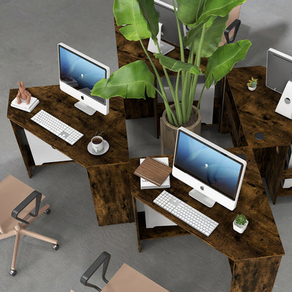 Corner Computer Desk with Storage Shelf - Triangle Design