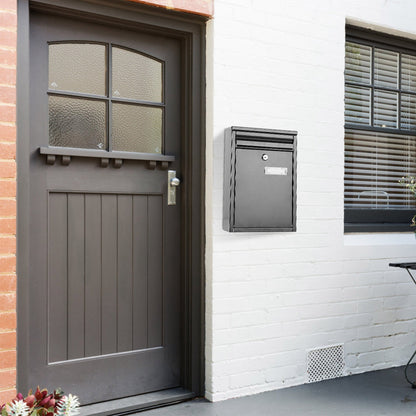 Wall Mount Mailbox with Lock - Galvanized Iron Secure Letter Box