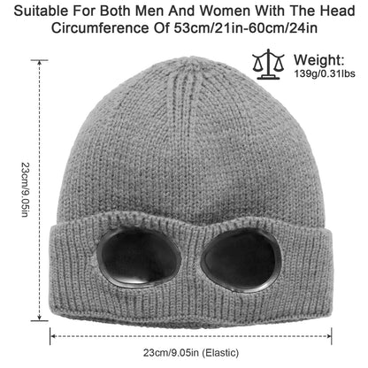 Knit Beanie Hat with Goggle - Warm Winter Skull Cap