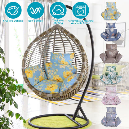 Egg Chair Cushion with Headrest - Thick Padded Swing Seat