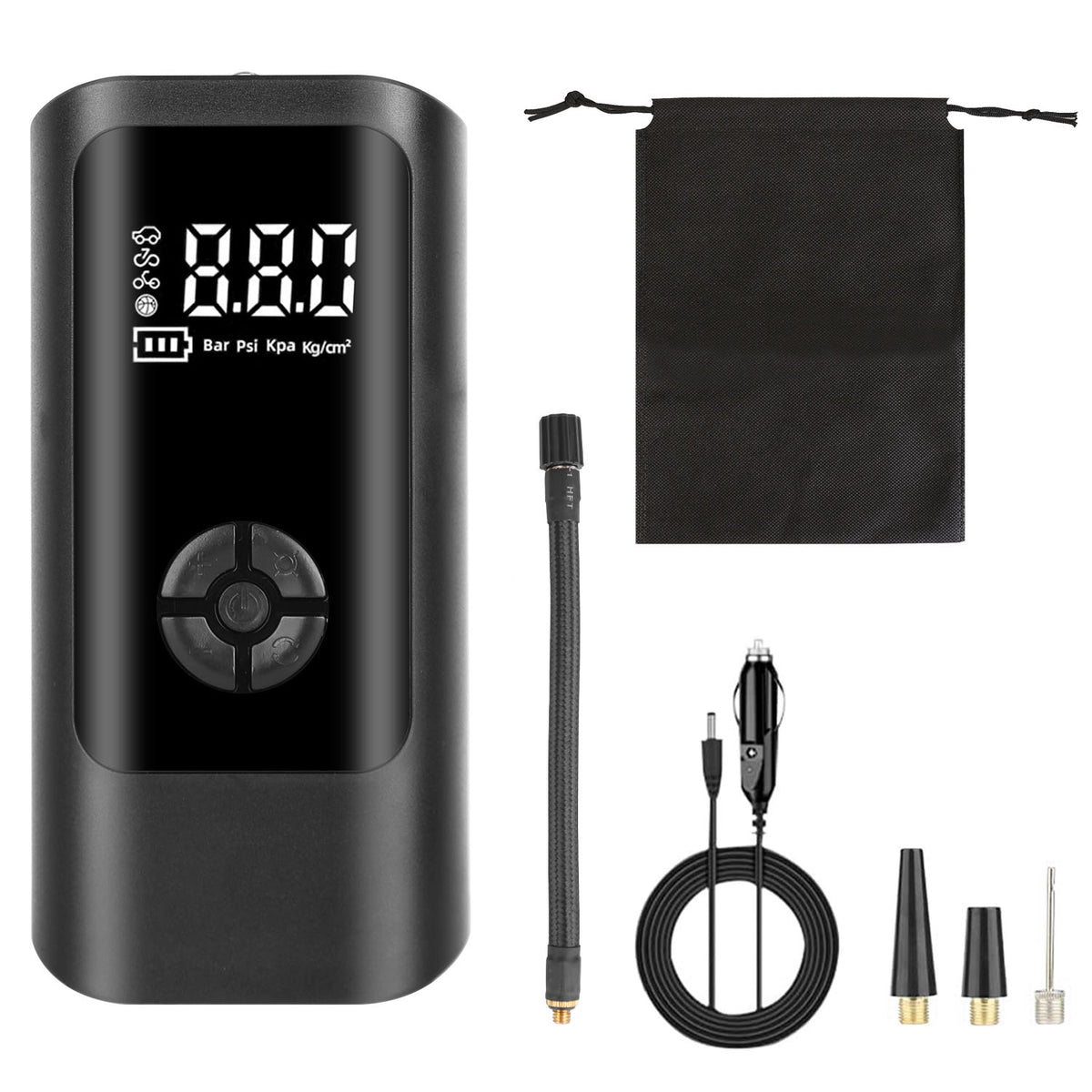 Portable Car Tire Inflator with LED Light & Digital Display