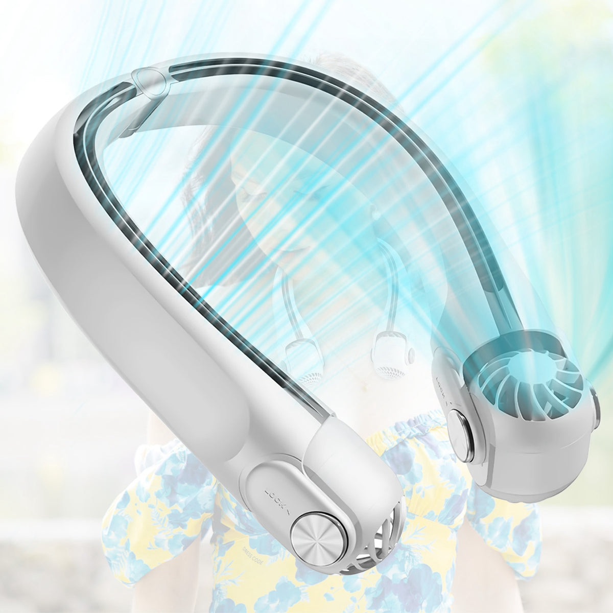 Portable Neck Hanging Fan with 360° Airflow & 3 Speeds