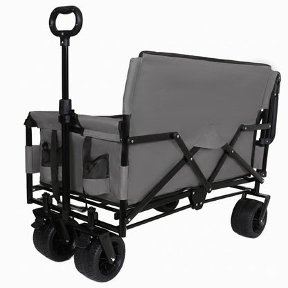 Folding Wagon Cart with Bench Seat & Canopy, 500lbs Capacity