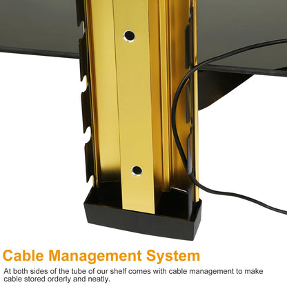 Tempered Glass Wall Shelf with Cable Management - 22lb Capacity