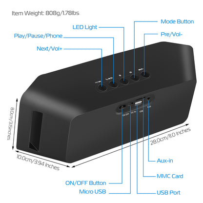 LED Wireless Speaker with Multicolor Lights and FM Radio