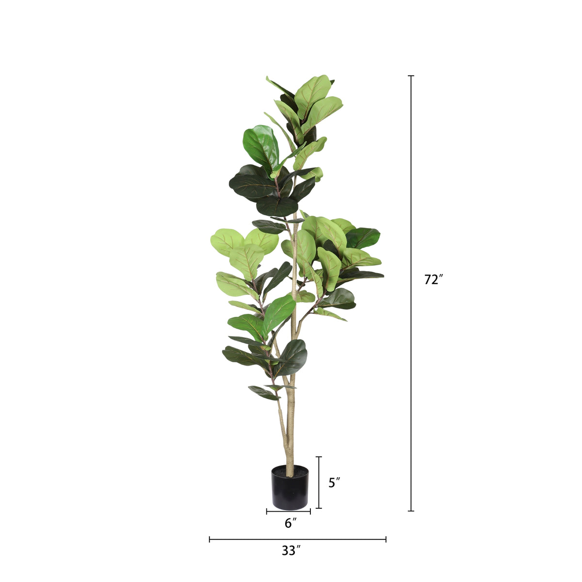 6FT Artificial Fiddle Leaf Fig Tree, Realistic Faux Fiddle Leaf Fig Plant with Fabric Leaves & Plastic Branches, Low Mai
