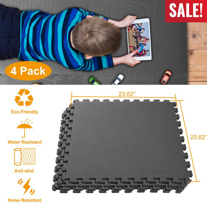 Interlocking Foam Floor Mats – 4-Pack EVA Puzzle Tiles