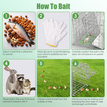 Live Animal Trap Cage 31" Folding with Waterproof Cover