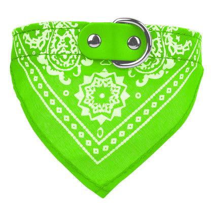 Dog Bandana Collar with Adjustable Leather Strap