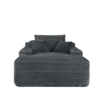 Convertible Chaise Lounge Sleeper Sofa with Cup Holders & Pillows