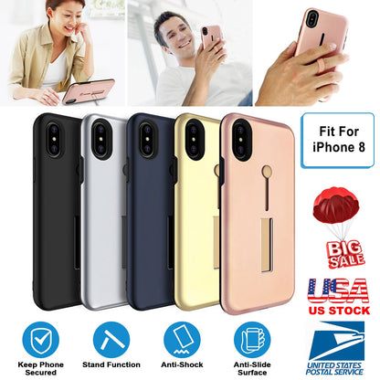 iPhone 8 Case with Finger Strap and Kickstand