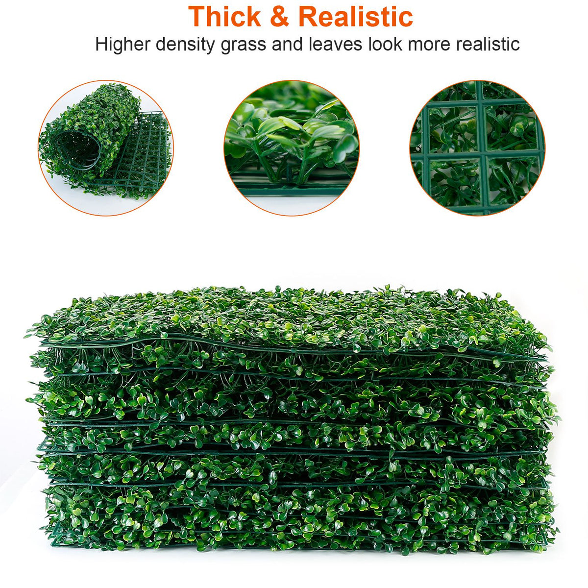 Artificial Boxwood Hedge Panels 23.6x15.75in - 12 Pack