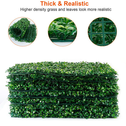 Artificial Boxwood Hedge Panels 23.6x15.75in - 12 Pack
