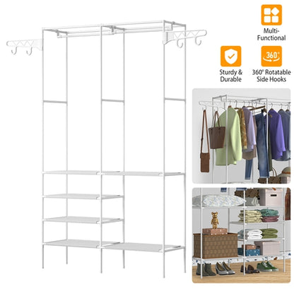 Freestanding Garment Rack with Shelves and Hanging Rods