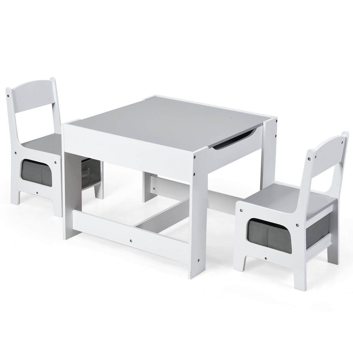 Kids Table and Chair Set with Storage and Drawing Board