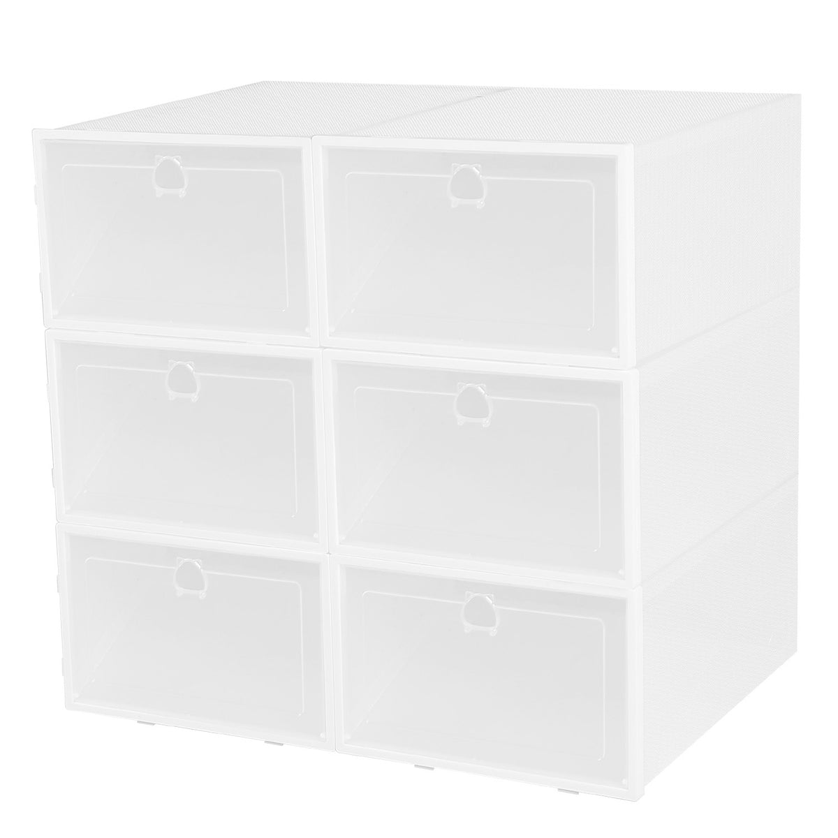 Collapsible Shoe Storage Boxes - Stackable Clear Organizer (6-Pack)