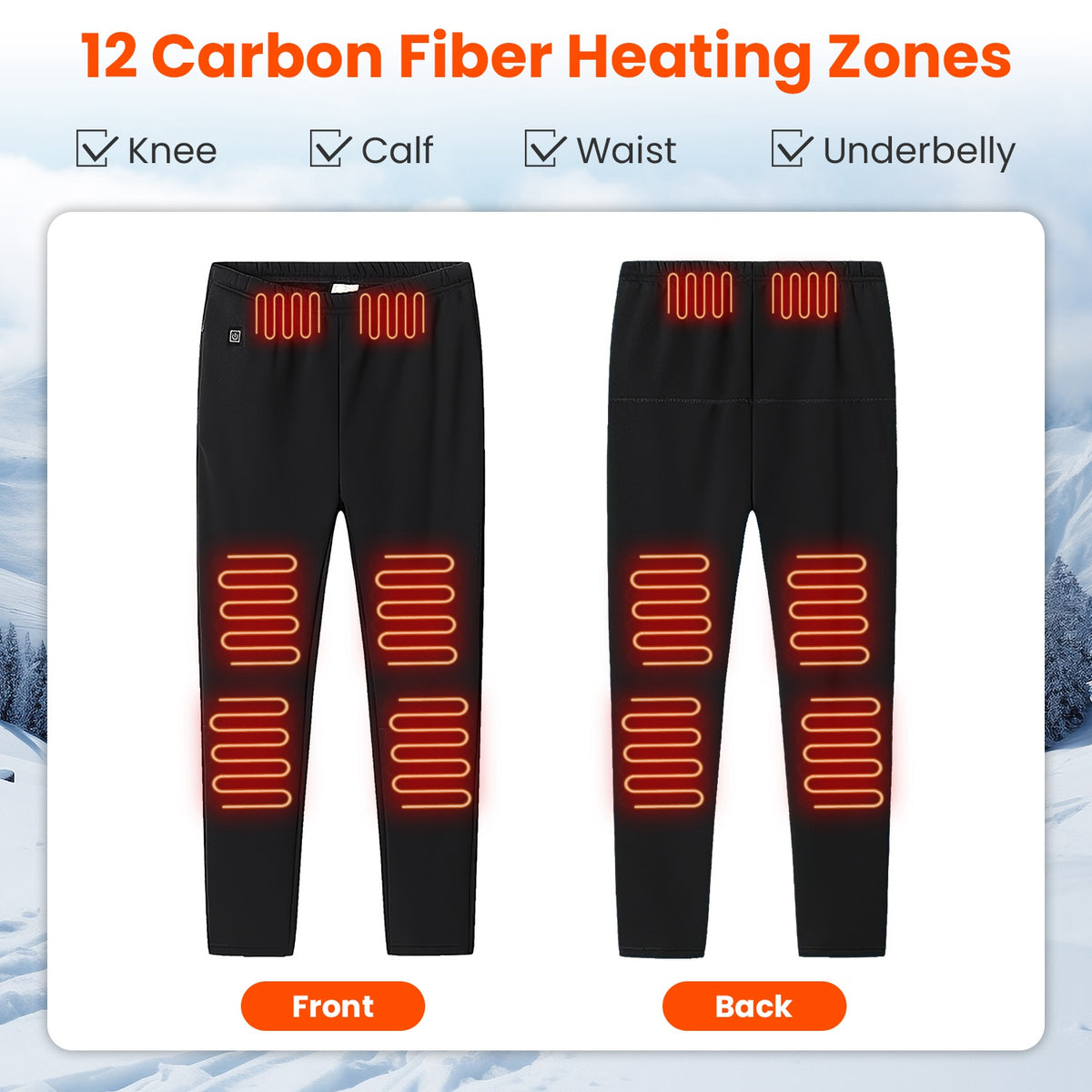 Heated Pants with 12 Heating Zones USB Powered