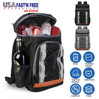 Insulated Cooler Backpack 36 Can Leakproof with Bottle Opener