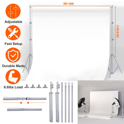 Backdrop Stand 6.5x10ft Adjustable Photography Support System