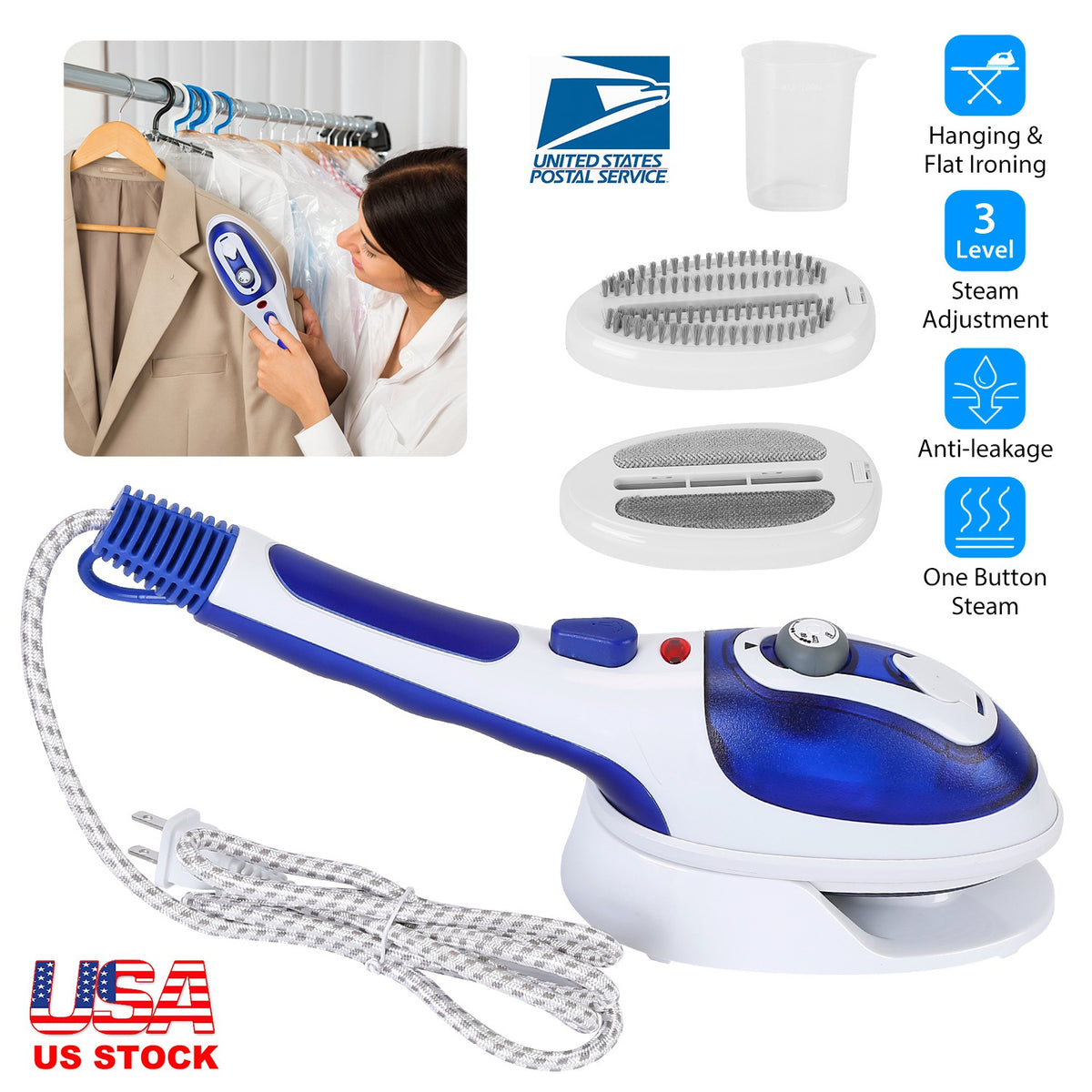 Handheld Garment Steamer with 3 Adjustable Steam Levels