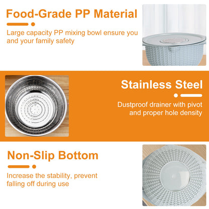 Mixing Bowl with Colander Set & 3 Graters - Multifunctional