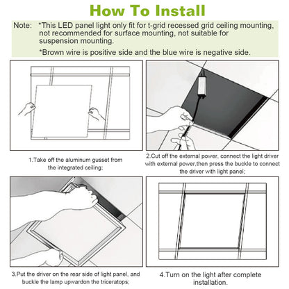 48W 2 2FT LED Panel Light 5800LM 7000K Ceiling Lighting 150W Equivalent LED Troffer Recessed Edge-Lit