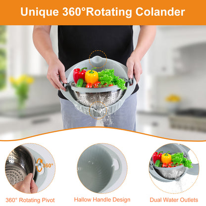 Mixing Bowl with Colander Set & 3 Graters - Multifunctional