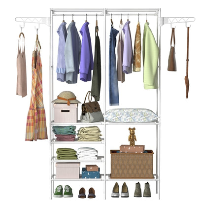Freestanding Garment Rack with Shelves and Hanging Rods