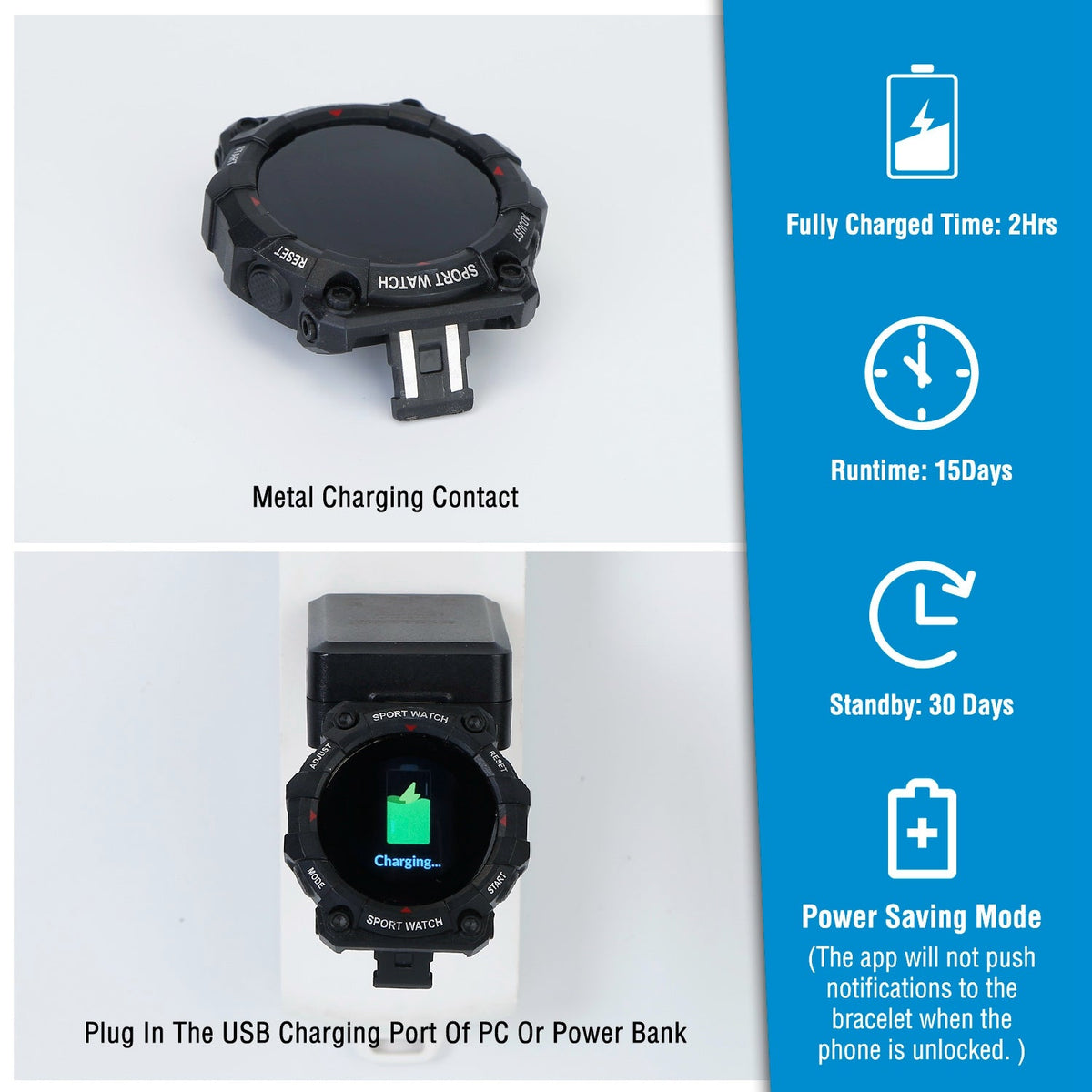 1.3in Wireless Fitness Tracker IP67 Waterproof Smart Watch Sport Bracelet w/Heart Rate Blood Pressure Sleep Monitor For Android IOS