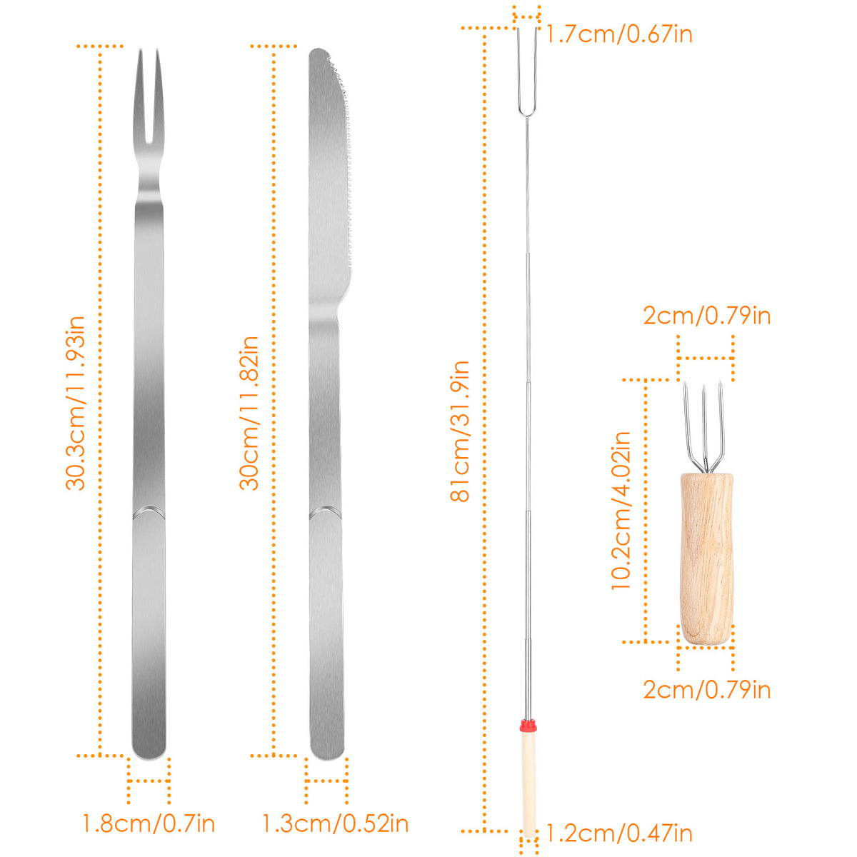 Extendable Marshmallow Roasting Sticks Set - 12 Piece